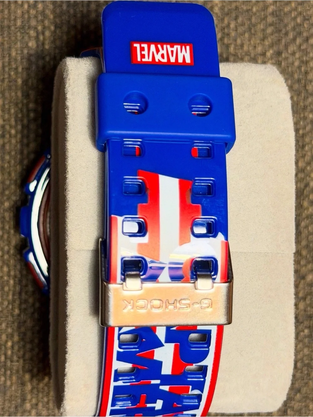 Casio G-Shock Blue Watch with Red and White Accents